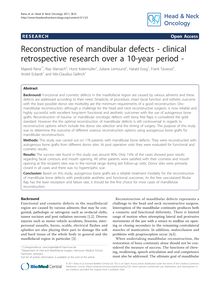 Reconstruction of mandibular defects - clinical retrospective research over a 10-year period -