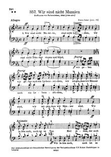 Partition complète, Wir sind nicht Mumien, C minor / C major, Liszt, Franz