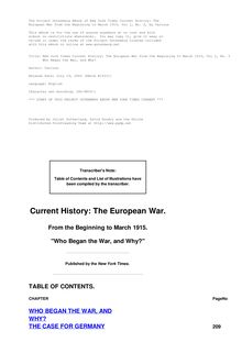 New York Times Current History: The European War from the Beginning to March 1915, Vol 1, No. 2 - Who Began the War, and Why?