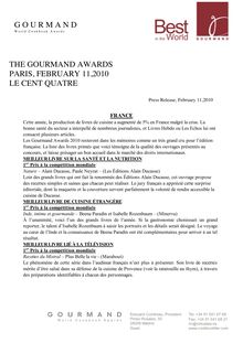 G o u r m a n d the gourmand awards paris, february 11,2010 le