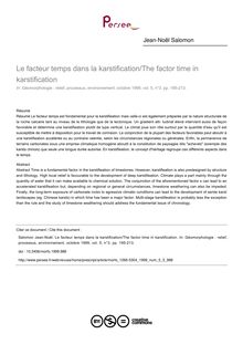 Le facteur temps dans la karstification/The factor time in karstification - article ; n°3 ; vol.5, pg 195-213