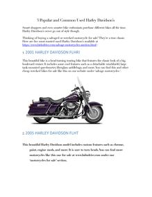 3 Popular and Common Used Harley Davidson’s