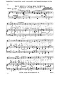 Partition de piano avec Words (en B♭), pour Star-Spangled Banner
