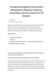 Emergency Management and Incident Management: Mitigating, Preparing, Responding, and Recovering From the Disasters