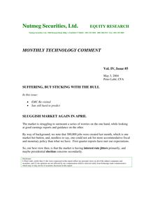 MONTHLY TECHNOLOGY COMMENT