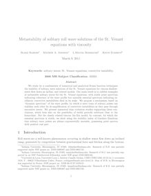 Metastability of solitary roll wave solutions of the St Venant equations with viscosity