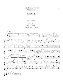Partition trompette 1 (B♭, D), 2 (B♭), 3 (F alto), Mlada, Млада
