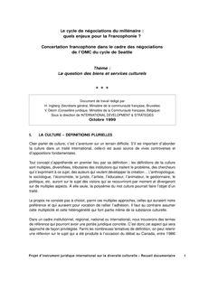 Etude de l Agence intergouvernementale de la Francophonie sur Le  cycle de négociations du millénaire