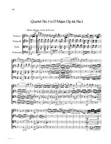 Partition complète, corde quatuor No.3, Op.44 No.1, D Major, Mendelssohn, Felix par Felix Mendelssohn