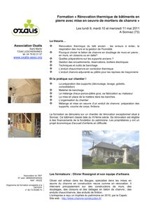Formation « Rénovation thermique de bâtiments en pierre avec mise ...