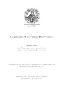 Generalized 2-microlocal Besov spaces [Elektronische Ressource] / eingereicht von Henning Kempka