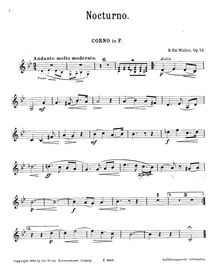 Partition cor en F, Nocturno, Op.73, E flat major, Müller, Bernhard Eduard