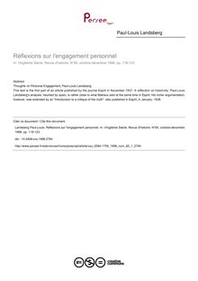 Réflexions sur l engagement personnel - article ; n°1 ; vol.60, pg 118-123