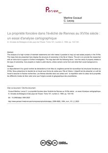 La propriété foncière dans l évêché de Rennes au XVIIIe siècle : un essai d analyse cartographique - article ; n°2 ; vol.101, pg 103-140