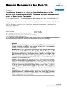 How labour intensive is a doctor-based delivery model for antiretroviral treatment (ART)? Evidence from an observational study in Siem Reap, Cambodia