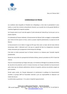 Projet de loi Macron - "Il n y a plus de majorité ni de gouvernement", selon l UMP