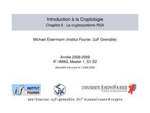 Introduction a la Cryptologie Chapitre Le cryptosysteme RSA