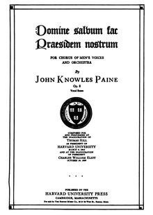 Partition complète, Domine salvum fac Praesidem nostrum, Op.8, D major
