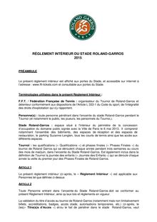 Roland-Garros 2015 : règlement intérieur