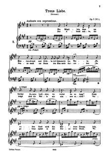 Partition No. 1: Treue Liebe, 6 chansons, 6 Gesänge, Brahms, Johannes par Johannes Brahms