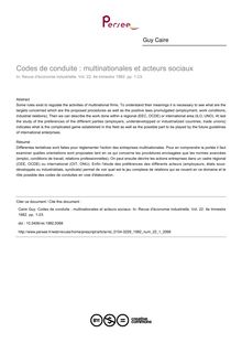 Codes de conduite : multinationales et acteurs sociaux - article ; n°1 ; vol.22, pg 1-23