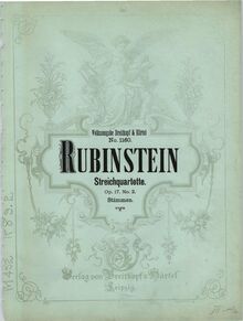 Partition Color Covers, corde quatuor No.2, Op.17/2, C minor, Rubinstein, Anton