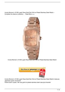 Invicta Women8217s 15158 Lupah Rose Gold Dial 18k IonPlated Stainless Steel Watch Watch Review