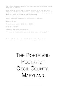The Poets and Poetry of Cecil County, Maryland