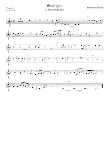 Partition ténor viole de gambe 2, octave aigu clef, Madrigali a cinque voci par Tommaso Pecci