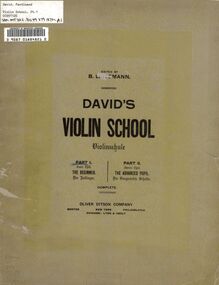 Partition couverture couleur, Violinschule, Violin School, David, Ferdinand