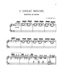 Partition complète, L Oiseau Mouche, Bluette de Salon, Op.11, Lavallée, Calixa par Calixa Lavallée