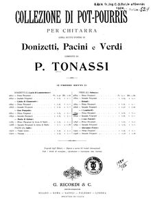 Partition Potpourri No.1, Pot-Pourris on Verdi s  I Lombardi , Tonassi, Pietro