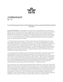 Alexandre de Juniac : démission d Air-France KLM - prochain directeur général de l IATA