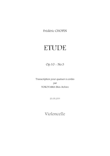Partition violoncelle, Etudes Op.10, Chopin, Frédéric