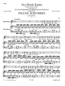 Partition 2nd version, original key (B♭ major), Der blinde Knabe, D.833 (Op.101 No.2) par Franz Schubert