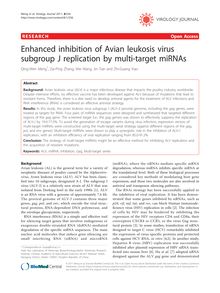 Enhanced inhibition of Avian leukosis virus subgroup J replication by multi-target miRNAs