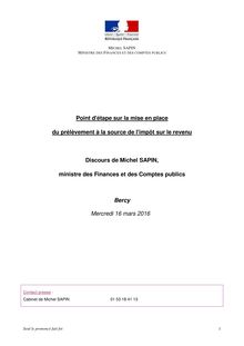 Impôts sur le revenu : discours de Michel Sapin au Ministre des finances et et des Comptes publics
