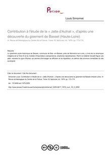 Contribution à l étude de la « Jatte d Aulnat », d après une découverte du gisement de Basset (Haute-Loire) - article ; n°3 ; vol.18, pg 173-174