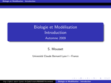 Biologie et Modelisation Introduction