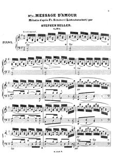 Partition complète, Melodie, Op.55a, "Message d Amour", Melodie d;apres F. Schubert (Liebesbotschaft)