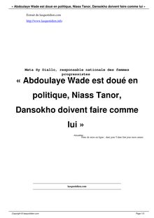 « Abdoulaye Wade est doué en politique, Niass Tanor, Dansokho ...