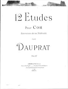 Partition Etudes, 12 Etudes pour Cor, Dauprat, Louis-François