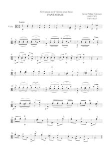 Partition Fantasia No.2, 12 fantaisies pour violon without basse, TWV 40:14-25 par Georg Philipp Telemann