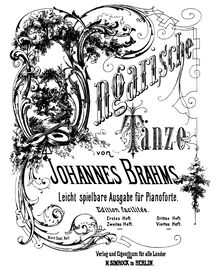 Partition Cover Page, Hungarian Dances, Ungarische Tänze, Brahms, Johannes par Johannes Brahms