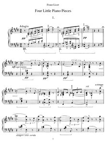 Partition 4 Little pièces (S.192/1–4), Fünf Klavierstücke, Five Piano Pieces