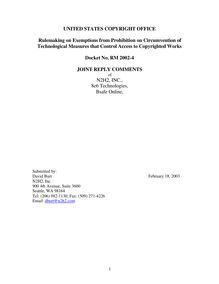 Reply Comment on Anticircumvention Rulemaking--Burt
