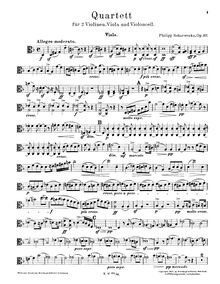 Partition viole de gambe, corde quatuor No.1, Op.117, String Quartet No.1 in D Minor, Op.117