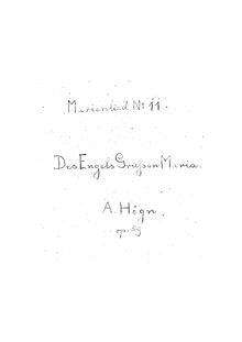 Partition Complete Manuscript, Marienlied No.11, Des Engels Gruß an Maria
