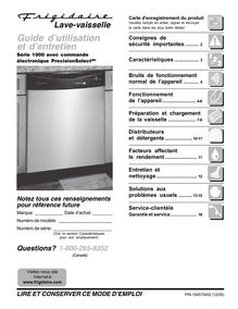 Notice Lave-vaisselle Frigidaire  FDB1051REB1