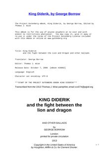 King Diderik - and the fight between the Lion and Dragon and other ballads